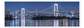 Veggbilde Rainbow Bridge at night, Tokyo, Japan - Jan Christopher Becke