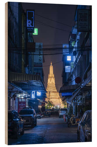 Holzbild Wat Arun bei Nacht, Bangkok, Thailand