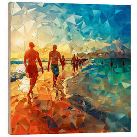 Holzbild Sonnenuntergang am Strand - Maria Tuzhilkina