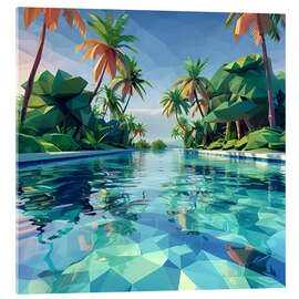 Obraz na szkle akrylowym Tropical pool - Maria Tuzhilkina