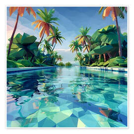 Wall print Tropical pool - Maria Tuzhilkina