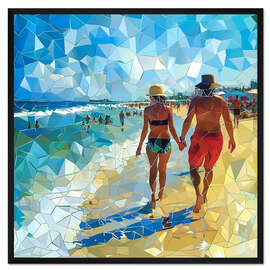 Gerahmter Kunstdruck Zusammen am Strand