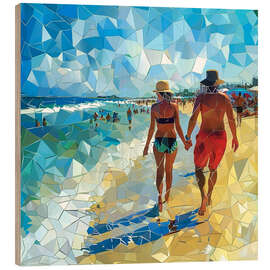 Holzbild Zusammen am Strand - Maria Tuzhilkina