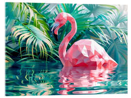 Quadro em acrílico Pink flamingo in the jungle - Maria Tuzhilkina