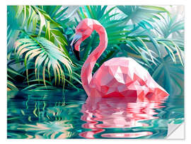 Wandsticker Rosa Flamingo im Dschungel