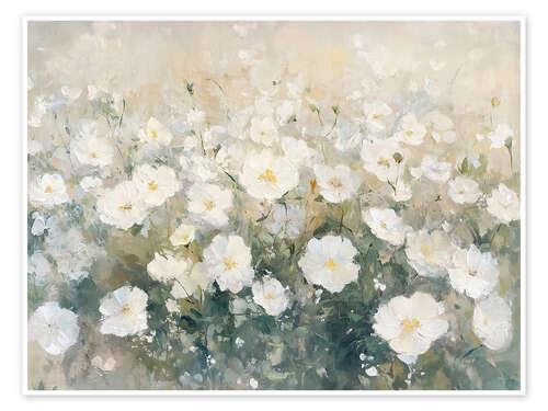 Poster Vintage Spring Moody Wildflower Field
