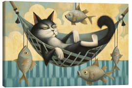 Canvas print Relaxing day - Cat in hammock by the sea - UtArt