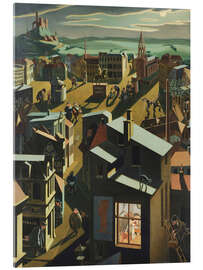 Tableau en verre acrylique German Small Town at Night, 1923 - Georg Scholz