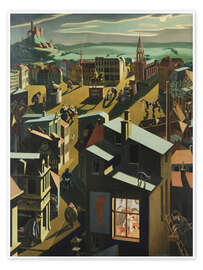 Wandbild Deutsche Kleinstadt bei Nacht, 1923 - Georg Scholz
