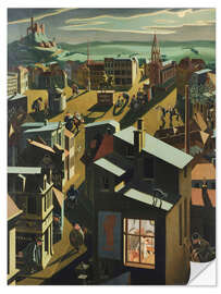 Sticker mural German Small Town at Night, 1923 - Georg Scholz