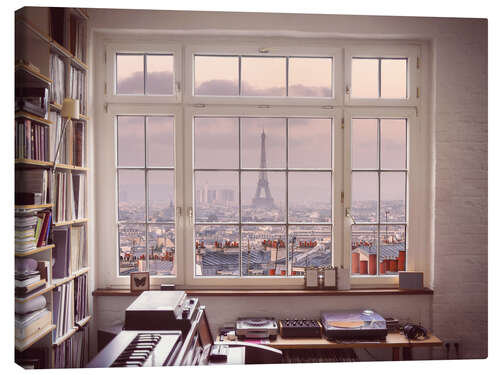 Canvas print Eiffel Tower from a Window