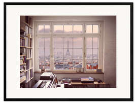 Impresión de arte enmarcada Eiffel Tower from a Window