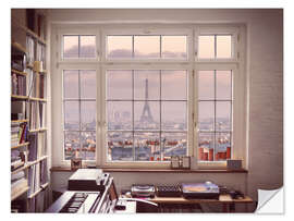 Muursticker Eiffel Tower from a Window