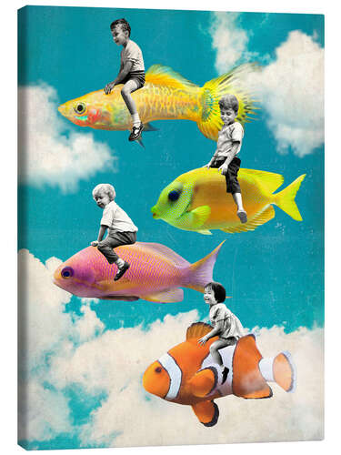 Canvas print Fish swimming in the sky