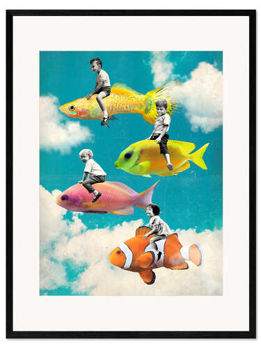 Framed art print Fish swimming in the sky