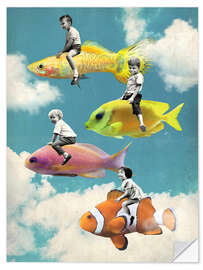 Sticker mural Fish swimming in the sky - nobelart