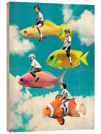Puutaulu Fish swimming in the sky - nobelart