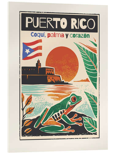 Acrylic print Puerto Rico - Coquí, palma y corazón