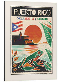 Tableau en aluminium Puerto Rico - Coquí, palma y corazón - nobelart