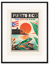 Gerahmter Kunstdruck Puerto Rico - Coquí, palma y corazón - nobelart