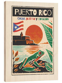 Wood print Puerto Rico - Coquí, palma y corazón - nobelart