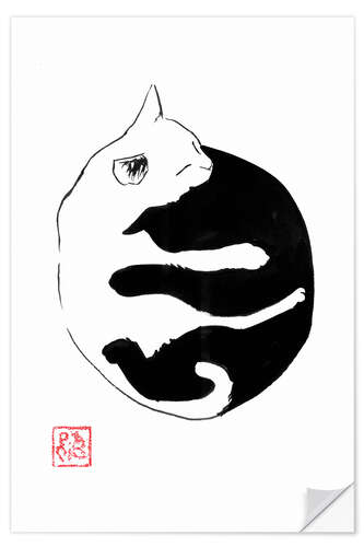 Sticker mural Yin Yang Cats