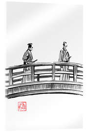 Tableau en verre acrylique Two samurai on the bridge - Péchane