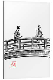 Tableau en aluminium Two samurai on the bridge - Péchane