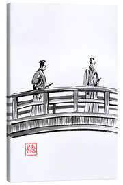 Canvas print Two samurai on the bridge - Péchane