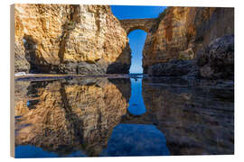 Obraz na drewnie Stone bridge over Praia da Caldeira, Algarve, Portugal - Jan Wehnert