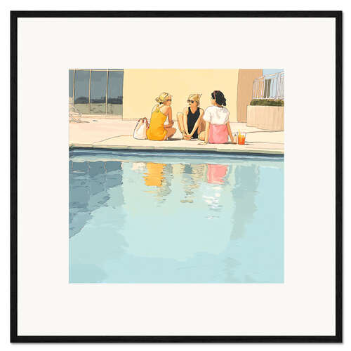 Framed art print Three friends by the pool