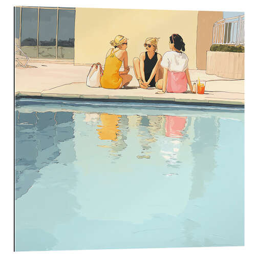 Galleritryk Three friends by the pool