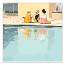 Wandbild Drei Freundinnen am Pool - Layla Oz