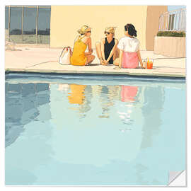 Wall sticker Three friends by the pool