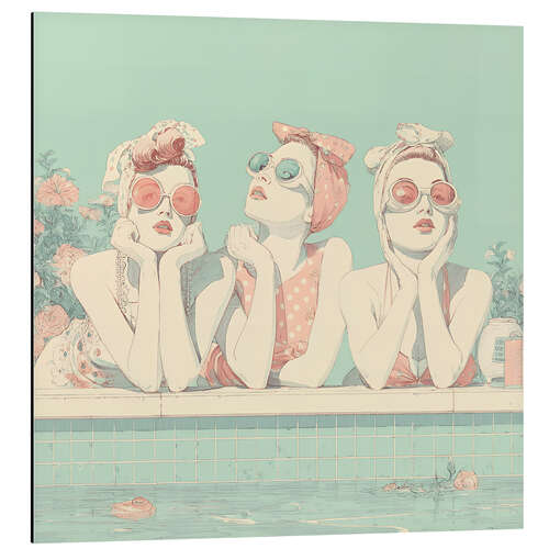 Tableau en aluminium 50s swimming pool