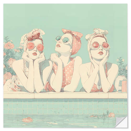 Autocolante decorativo 50s swimming pool