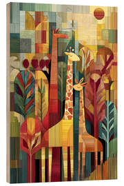Holzbild Giraffen in Afrika - Peter Roder
