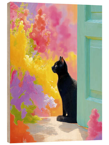 Tableau en bois The cat's dream