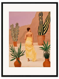 Gerahmter Kunstdruck Frau im Kaktus-Garten