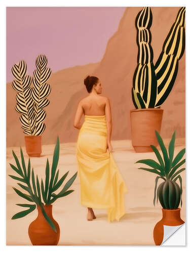 Självhäftande poster Woman in cactus garden