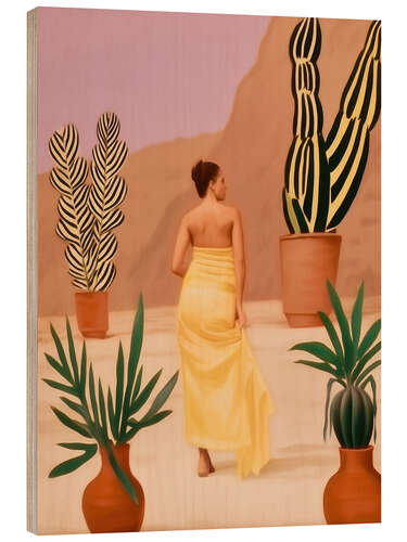 Obraz na drewnie Woman in cactus garden