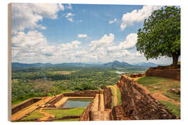 Holzbild Blick vom alten Sigiriya-Felsen in Sri Lanka
