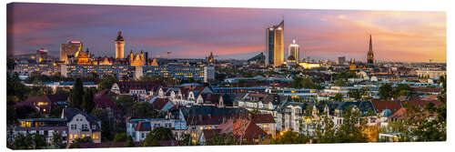 Canvas print Leipzig City Skyline Panorama at sunset