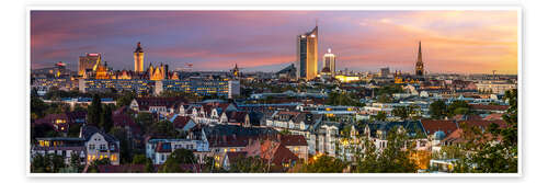 Poster Leipzig City Skyline Panorama at sunset