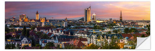 Wall sticker Leipzig City Skyline Panorama at sunset