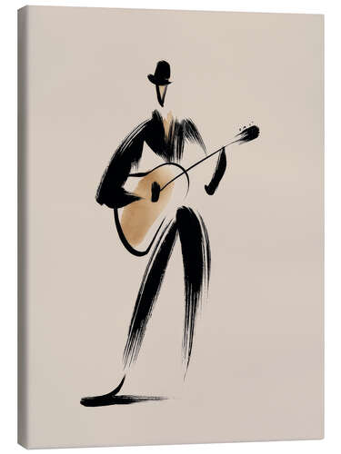 Canvas print Street musician playing on guitar