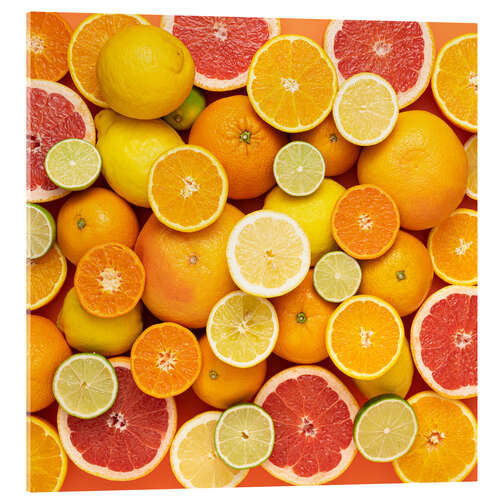Tableau en verre acrylique Citrus fruits in square