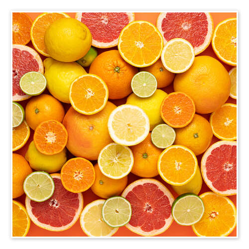 Póster Citrus fruits in square