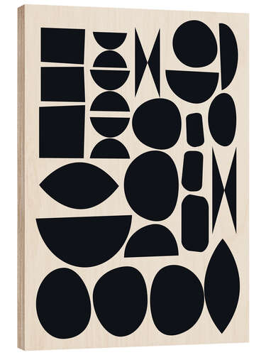Cuadro de madera Midcentury Abstract Shapes in Black