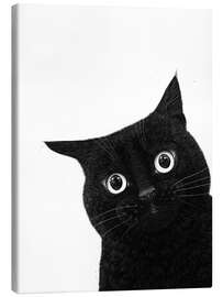 Lienzo Funny peeping black cat - Valeriya Korenkova